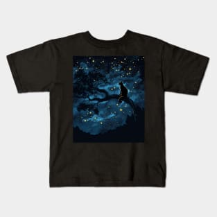 Cat Starry Night Serenity Kids T-Shirt